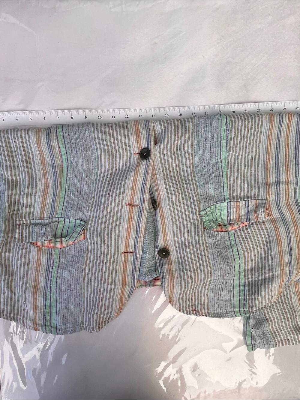 Flax Pastel Striped Button-Front Women's Jacket - Mint, Lilac, Peach - Picture 3 of 6